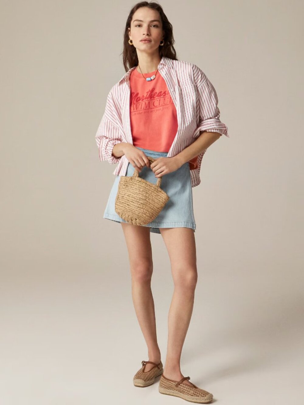 J. Crew Relaxed Premium-Weight "Northeast Swim Club" Graphic T-Shirt - Picture 2 of 10